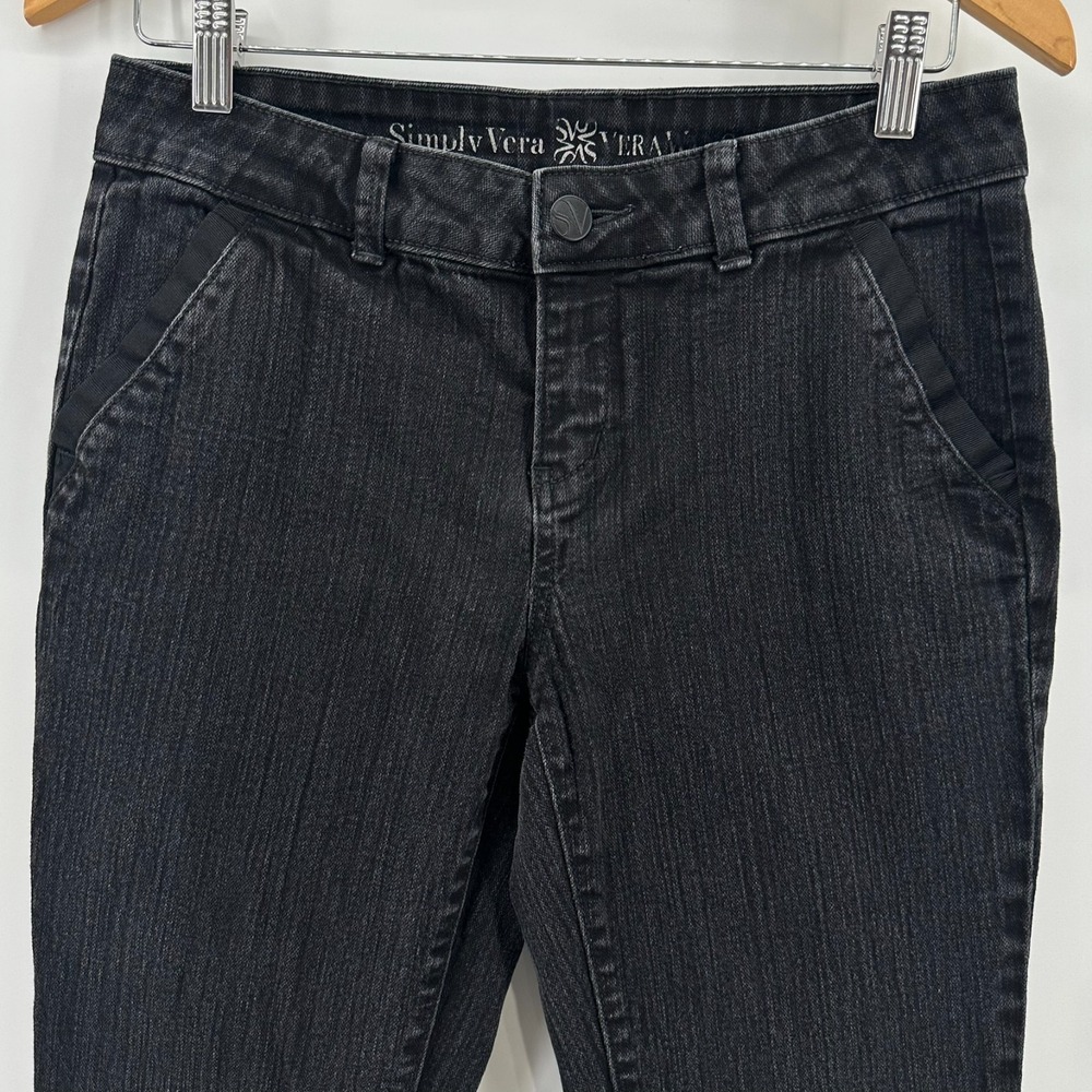 Simply Vera Vera Wang Bootcut Jeans Womens 8 Black Denim Stretch Slash Pockets